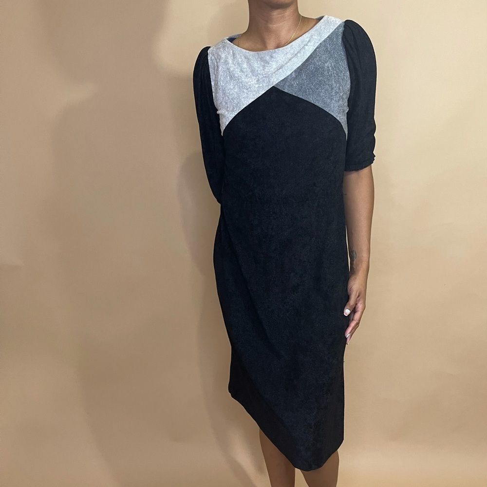 Vintage Black And Grey Color Block A Line Dress Gem